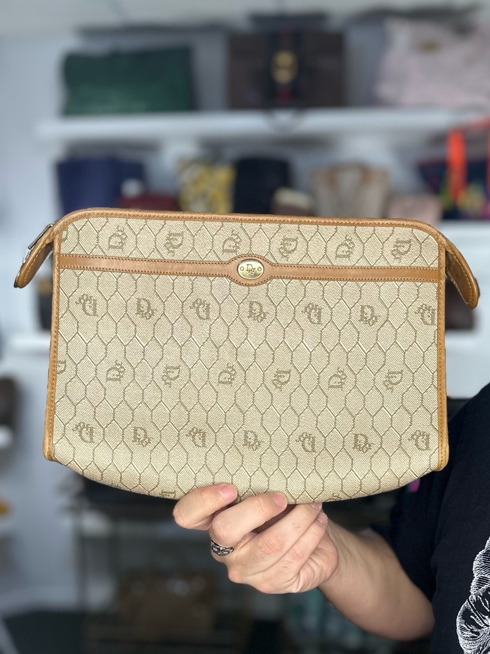 DIOR HONEYCOMB ZIP POUCH
